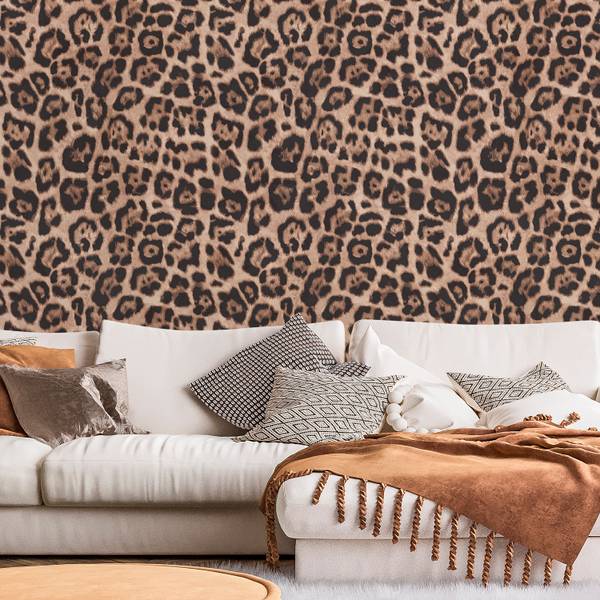 Panorama-Tapete Leopard Braun