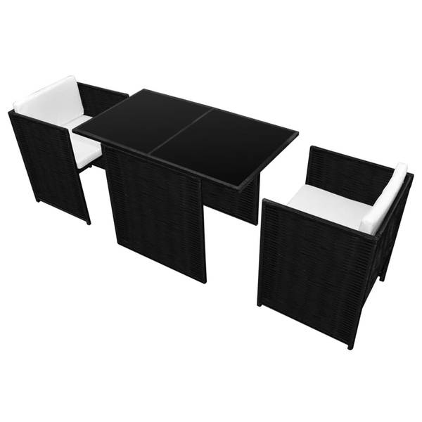 Bistro-Set 292855 3-teilig Schwarz - Polyester - 58 x 76 x 102 cm