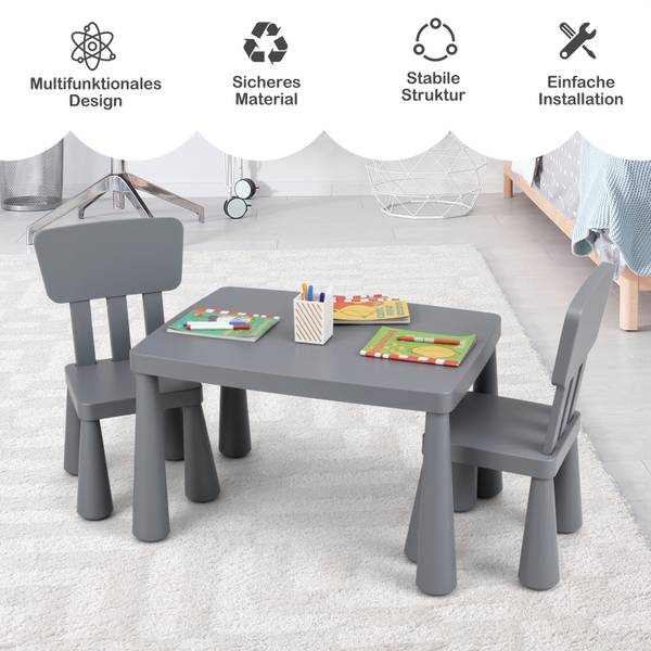 Kindersitzgruppe TI88032SDDE(3-tlg.) Grau - Kunststoff - 55 x 50 x 77 cm