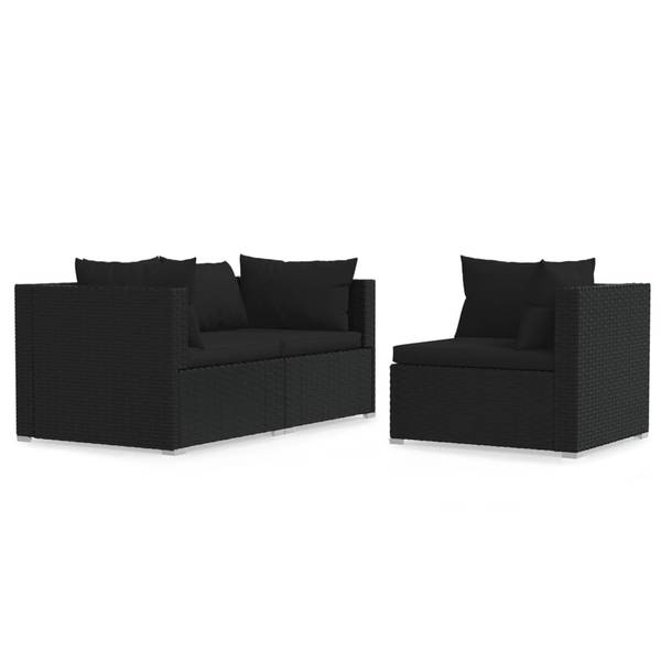 Loungeset 3017302 set van 3 zwart