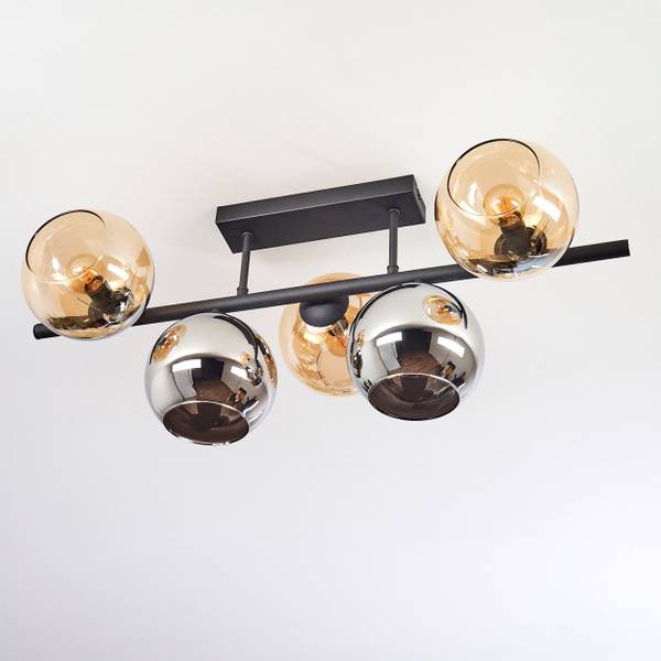 Deckenleuchte Cesaro Braun - Grau - Silber - Aluminium - Klarglas - 31 x 28 x 70 cm