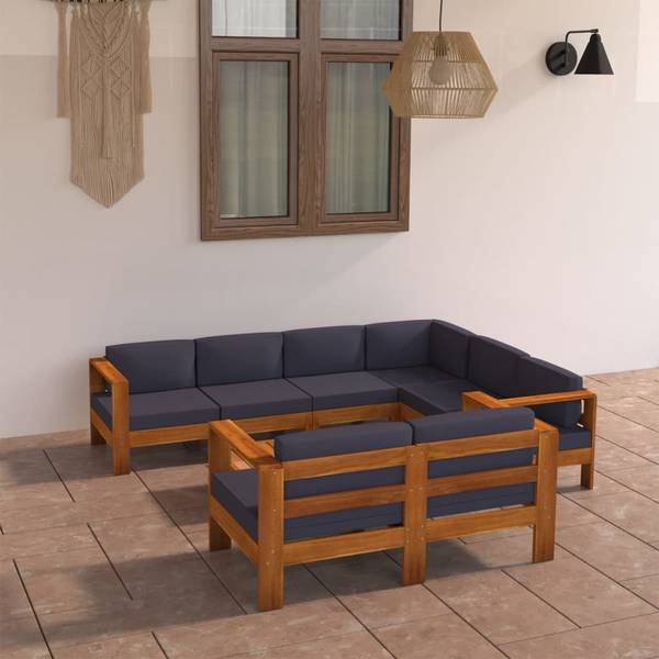 Garten-Lounge-Set 3006534-7 (8-teilig) Grau - Akazie - 60 x 25 x 100 cm
