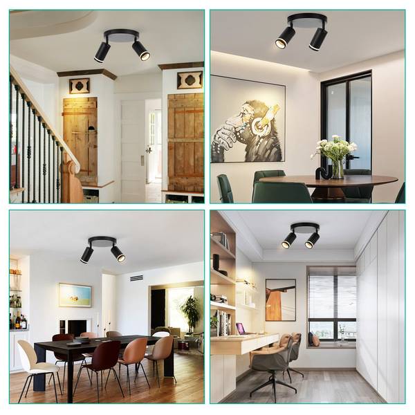 spot plafond LED Rfktt Noir - Noir brillant - Nb d'ampoules : 2