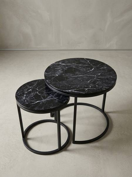 Satztisch MARMIX 2er-Set Schwarz - Holzwerkstoff - 50 x 45 x 50 cm