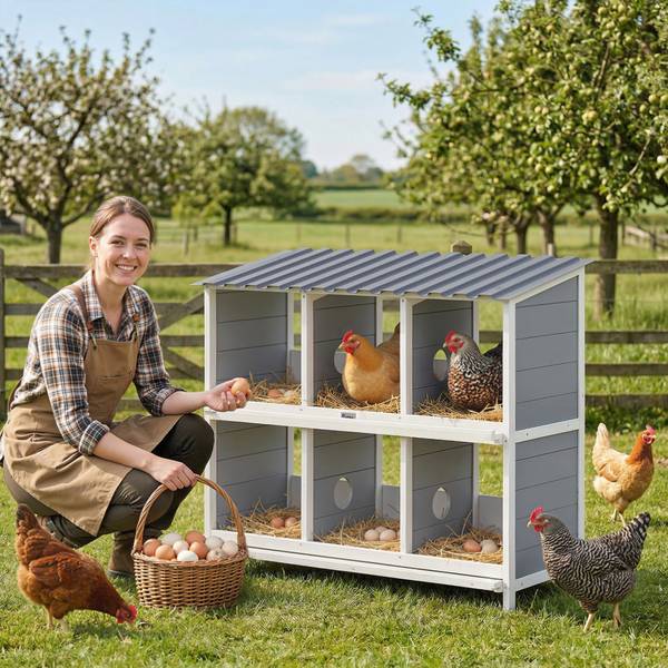 Legenester für Hühner D51-566V00GY Grau - Massivholz - 50 x 91 x 102 cm