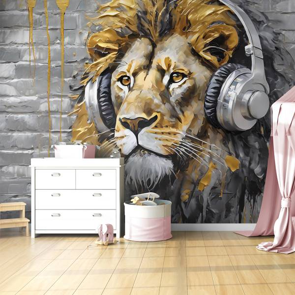 Fototapete Lion Musik Pop Art 350 x 245 cm