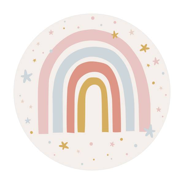 Regenbogen mit Sternen und Pünktchen 120 x 120 cm