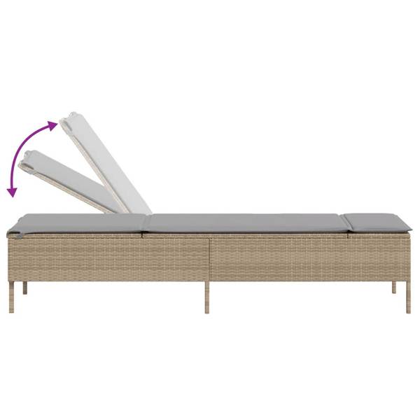 Sonnenliege 3033954-1 4002731 Beige - Grau - Polyrattan - 55 x 97 x 198 cm