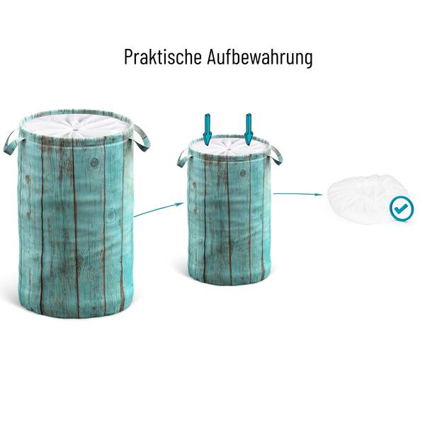 Wäschekorb Lumber Türkis - Kunststoff - 37 x 55 x 55 cm