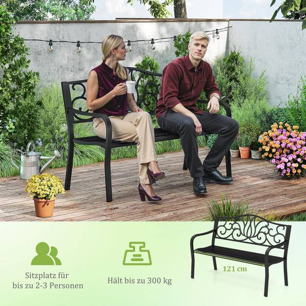 Gartenbank ZB34675NWDE Schwarz - Metall - 62 x 89 x 127 cm