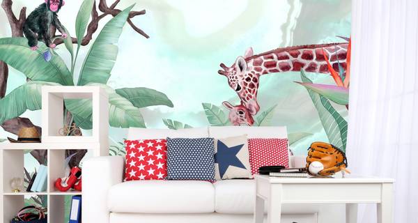 Papier Peint Animaux Sauvages Plantes 90 x 60 x 60 cm