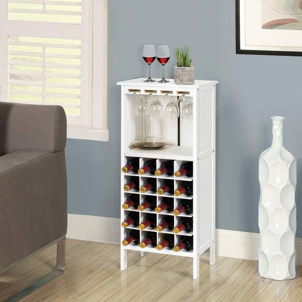 Weinschrank für 20 Flaschen Weiß - Holzwerkstoff - 25 x 96 x 42 cm