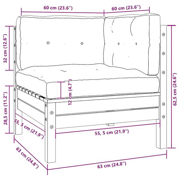 Gartensofa 3012138-15 2-teilig Braun - Grau - Kiefer - 127 x 62 x 63 cm