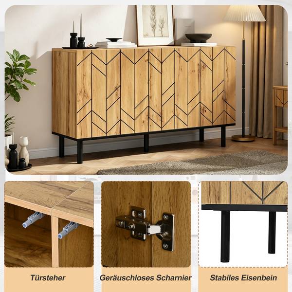 Sideboard Aphrodite Ⅸ Schwarz - Braun - Holzwerkstoff - 35 x 70 x 120 cm