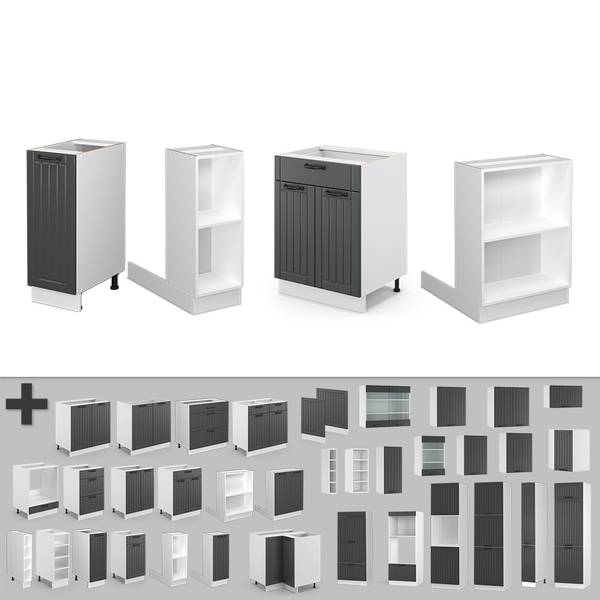Îlot de cuisine Fame-Line 38709 Graphite - Blanc