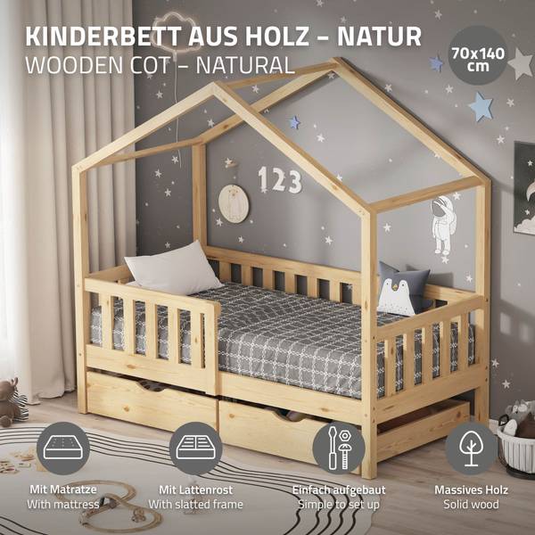 Hausbett YORK 76 x 141 x 147 cm - Braun