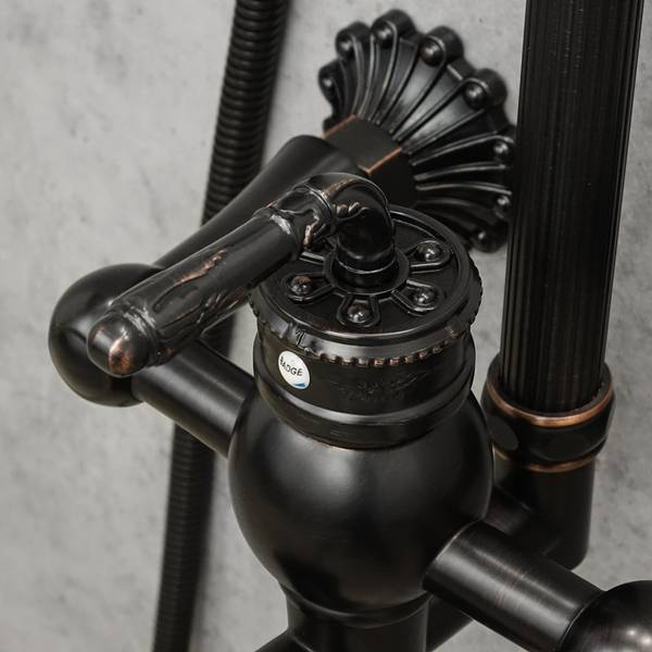 Douchesysteem Flower zwart - messing - 23 x 135 x 53 cm