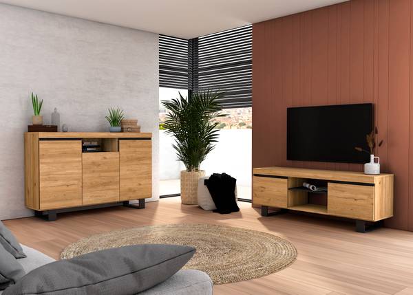 Set Naturale Sideboard-TV-Möbel 140cm Braun - Melamin - 40 x 92 x 280 cm