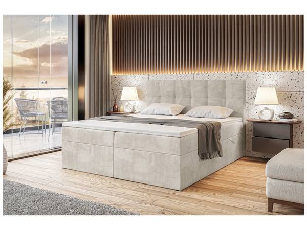 Boxspringbett Raco Creme - H3 - Liegefläche Breite: 180 cm