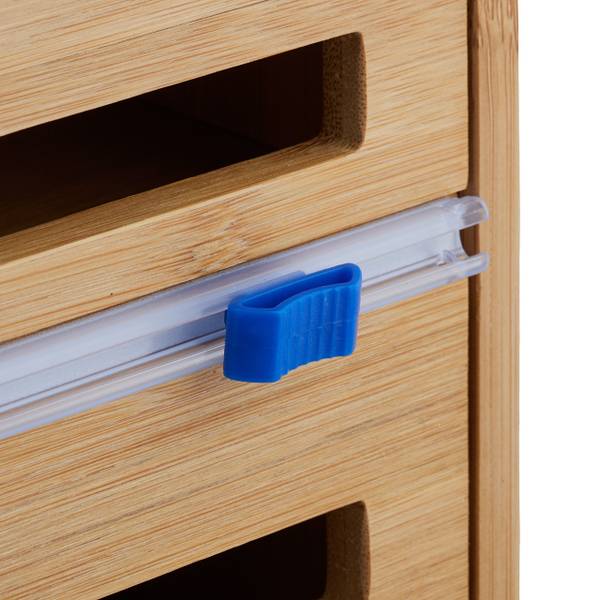 Folienspender mit Küchenrollenhalter Braun - Bambus - Holzwerkstoff - Kunststoff - 36 x 31 x 10 cm