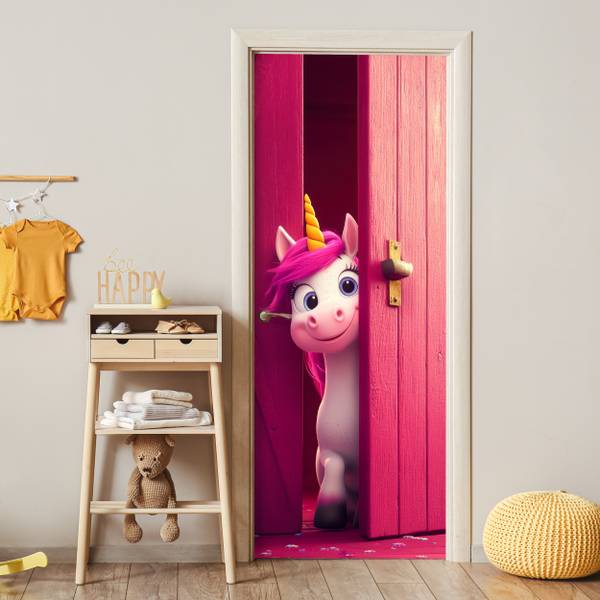 FOTOTAPETE TÜR Einhorn Tür 95 x 235 cm