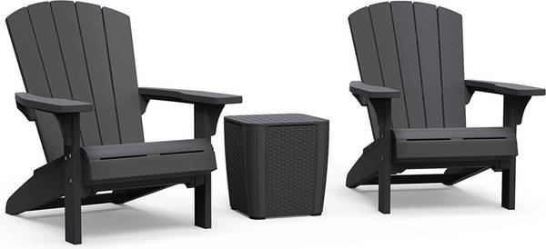 Loungeset Troy Adirondack 3-teilig Grau - Kunststoff - 80 x 97 x 85 cm