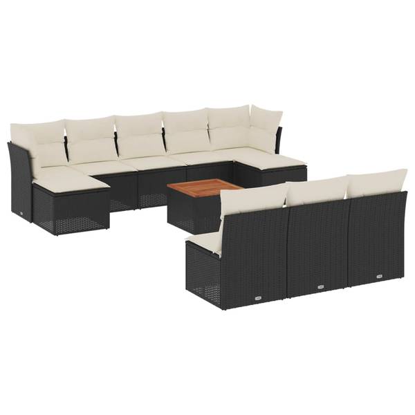 Loungeset 3035668 set van 11 zwart - crèmekleurig - wit