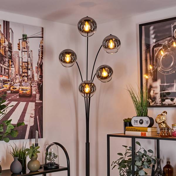 Stehlampe Cesaro Silber - Aluminium - Klarglas - 35 x 210 x 82 cm