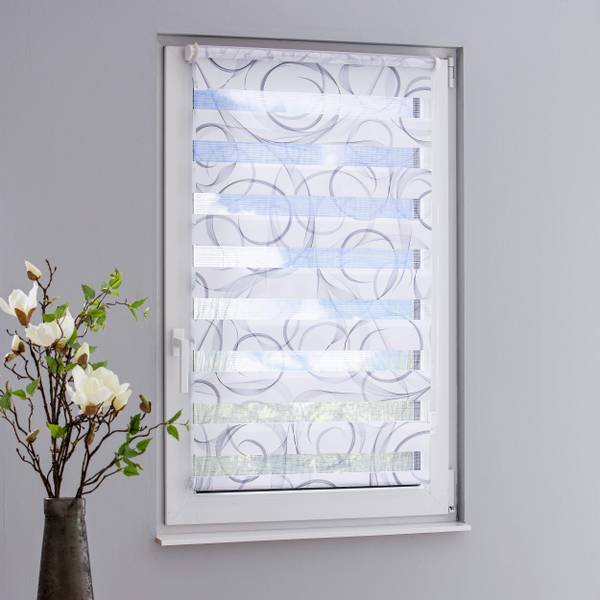 Doppelrollo Klemmfix Grau - Weiß - 85 x 150 cm