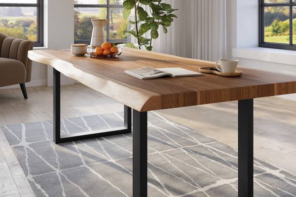 Esstisch TITAN Beige - 200 x 110 cm - Schwarz