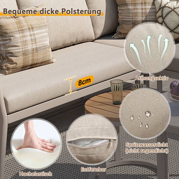 Gartenlounge-Set Gaia Ⅱ（6-tlg） Beige