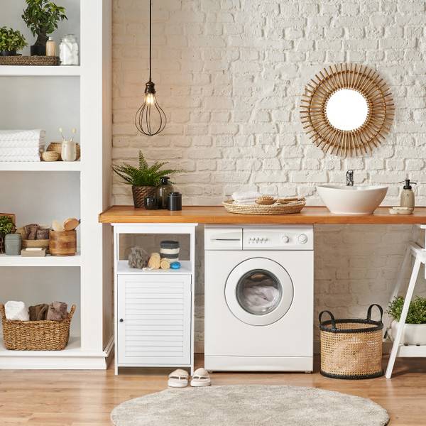 Badschrank mit 3 Fächern Weiß - Holzwerkstoff - 45 x 83 x 30 cm