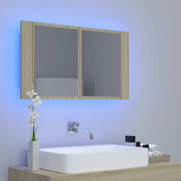 LED-Spiegelschrank 3008765_de Braun - Holzwerkstoff - 12 x 45 x 80 cm