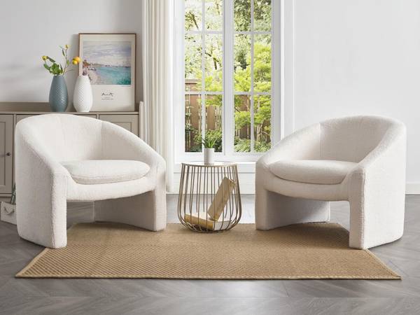 Sessel mit gerader Rückenlehne OSSANA Weiß - Textil - 83 x 74 x 74 cm