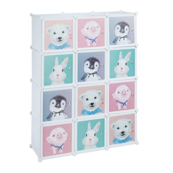 Kinder Steckregal mit 8 Fächern weiß Weiß - Eisen - 109 x 145 x 37 cm