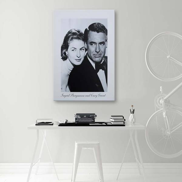 Wandbild ingrid bergmann und cary grant 80 x 120 cm