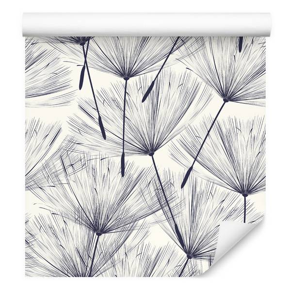 Behang Paardebloemzaden Bloemen Natuur beige - zwart - blauw - papier - 53 x 1000 x 1000 cm