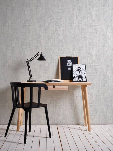 Vliestapete Beton-Optik Tapete glatt Beige - Grau