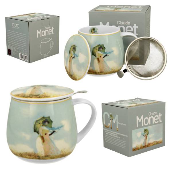 Becher Monet Woman mit Teesieb 3er Set Porzellan - 13 x 10 x 8 cm