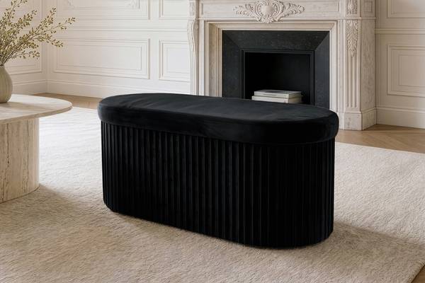 Polsterbank ÉLAN Schwarz - Samt - 78 x 38 x 38 cm