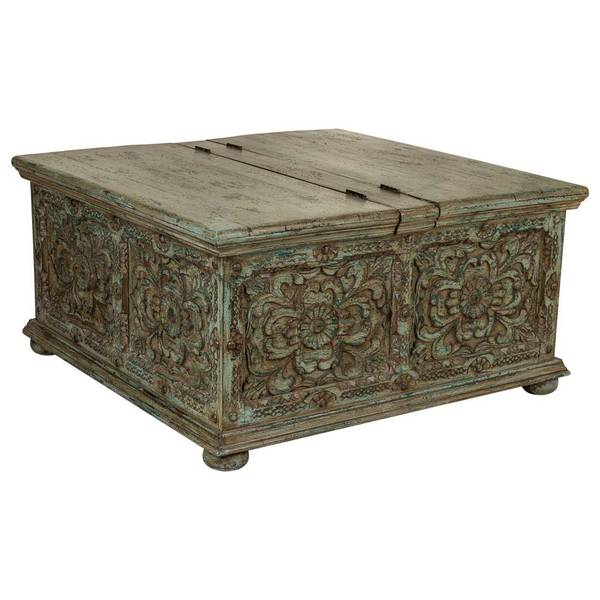 Couchtisch Dalian Blau - Massivholz - 100 x 47 x 100 cm
