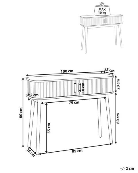Konsolentisch SELAH Braun - Bambus - 100 x 80 x 35 cm
