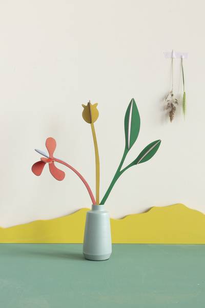 Dekoobjekt Minimalistische Blüte Naturfaser - Papier - 8 x 27 x 8 cm
