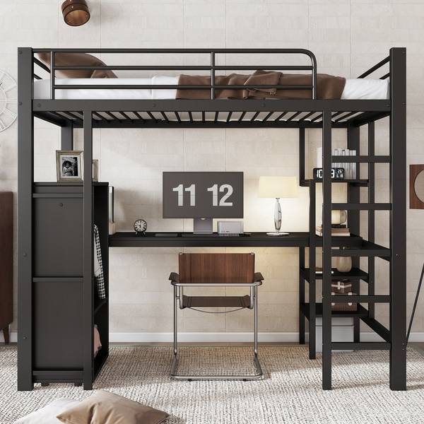 Hochbett EveMetal Ⅰ Schwarz - Eisen - 95 x 180 x 204 cm