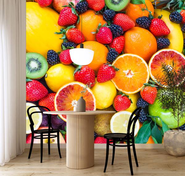 Fototapete Citrus Früchte Orangen Kiwi 100 x 70 x 70 cm