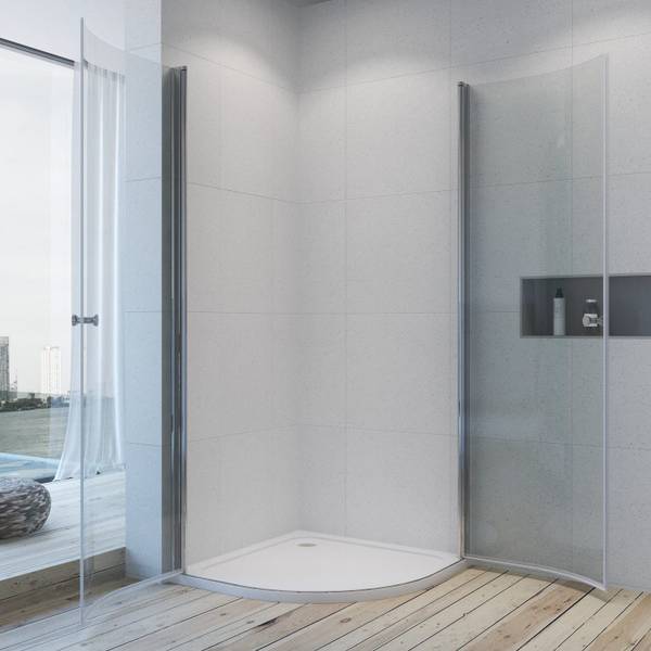 Runddusche FISMES Silber - Glas - 90 x 195 x 90 cm