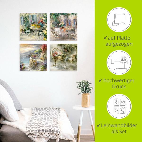 Leinwandbilder Set 4tlg. Sommer Garten 30 x 30 cm