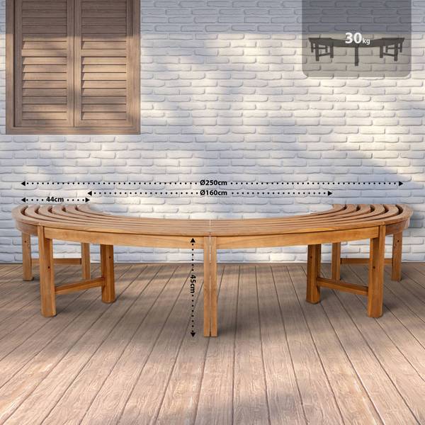 Banc autour d’un arbre Male Bois manufacturé - 250 x 45 x 125 cm