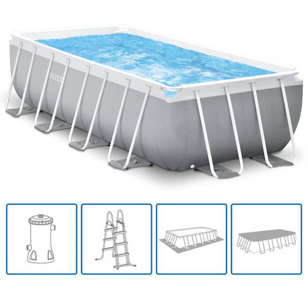 Aufstellpool 3202761 Grau - Metall - 244 x 107 x 488 cm