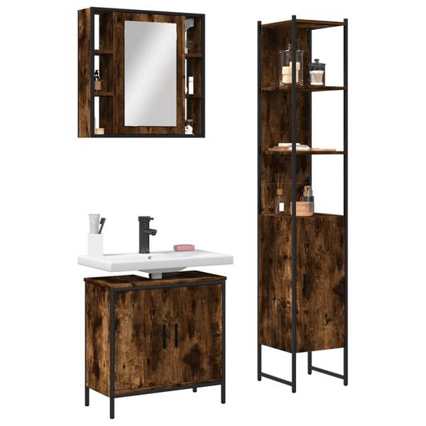 Badmöbel 3033723 3-teilig Braun - Holzwerkstoff - 16 x 60 x 60 cm